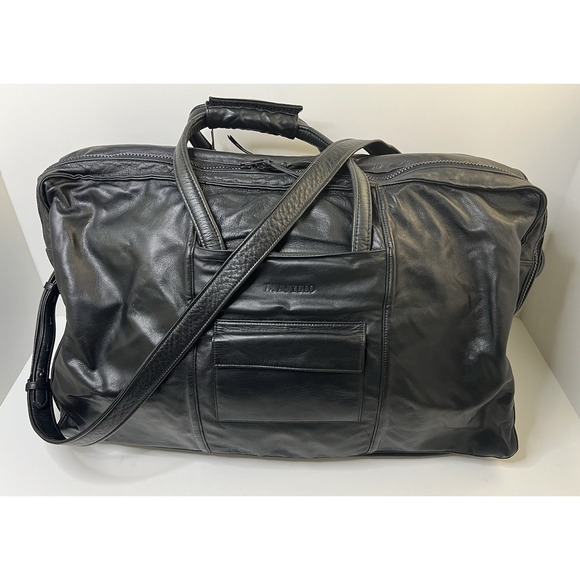 Other - Vintage Stuart Kern America Leather Duffel Bag Black Large LA YULO Private Club